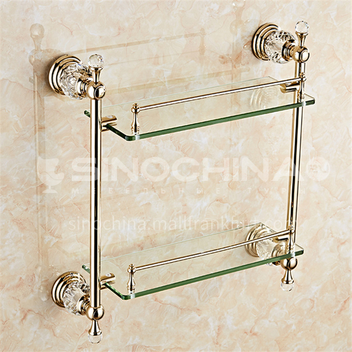 European classic stainless steel gold crystal double-layer shelf80117SJ